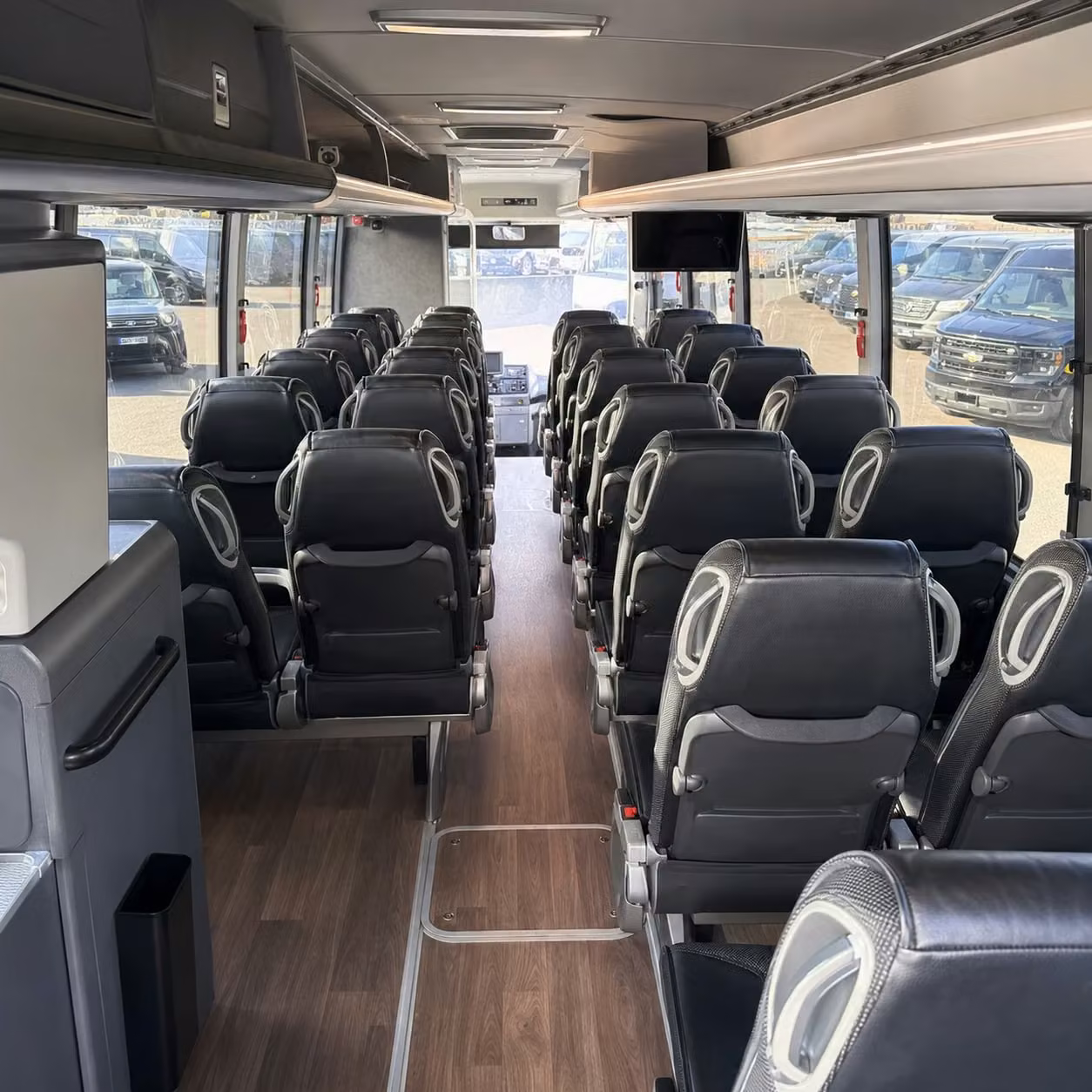 charter buses for large flower mound prom groups heading to the venue together